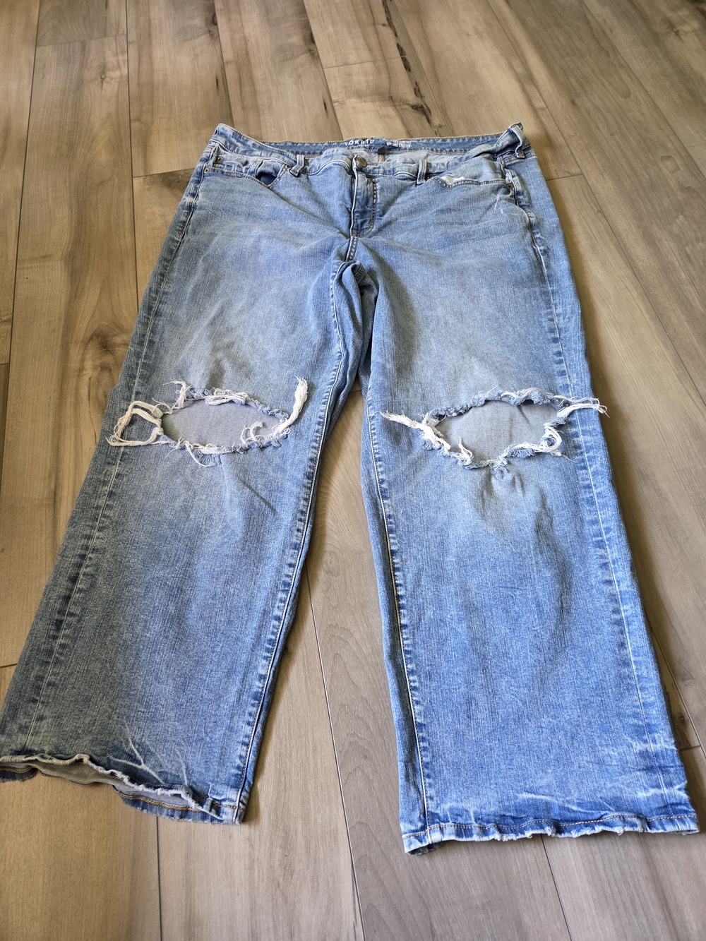 torrid Light Blue Distressed Wide Leg Jeans